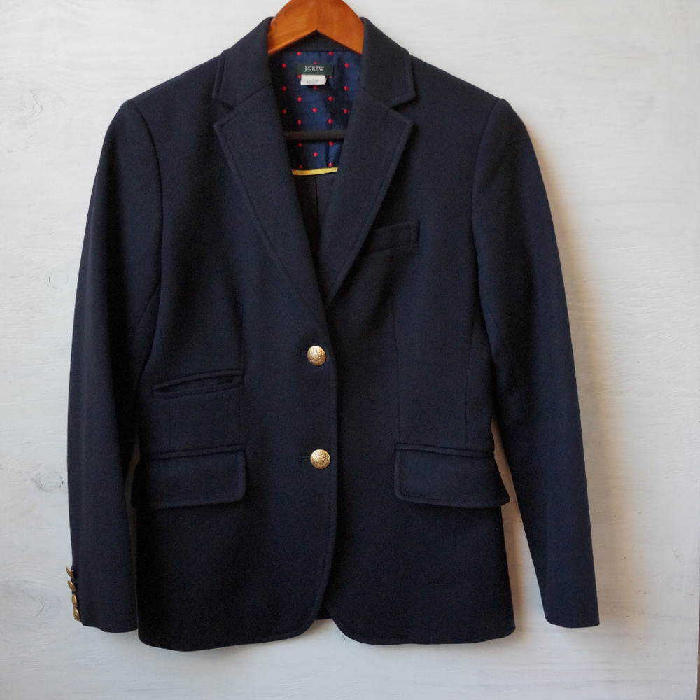 J Crew 100% Cashmere Navy Hacking Jacket Blazer